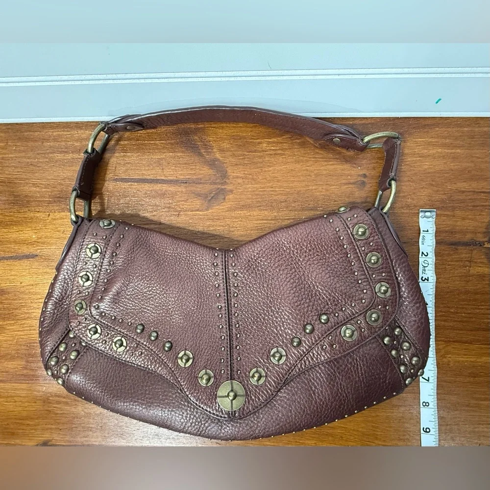 Y2K Cole Haan brown pebbled leather Village Paillette hobo shoulder bag purse. - Picture 5 of 14